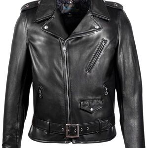 Schott NYC Black Leather Biker Jacket